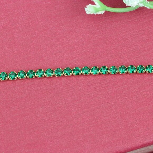 "Rose Gold Tennis Bracelet with Green Stones, XPBL0782 - Picture 11 of 12